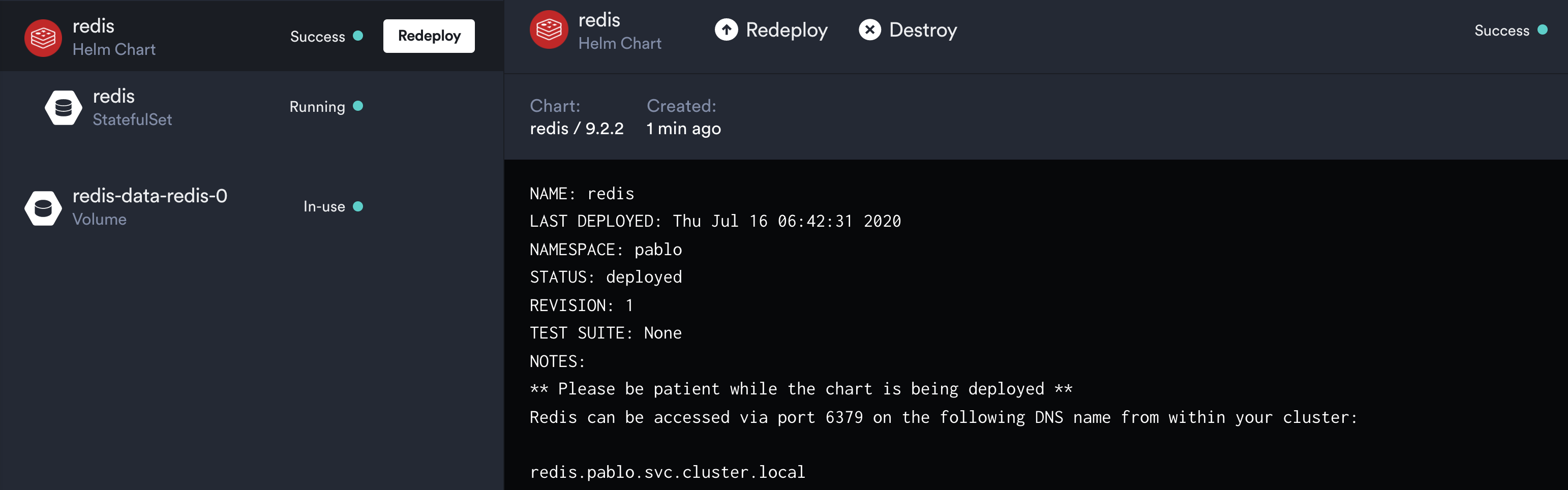 UI image of redis